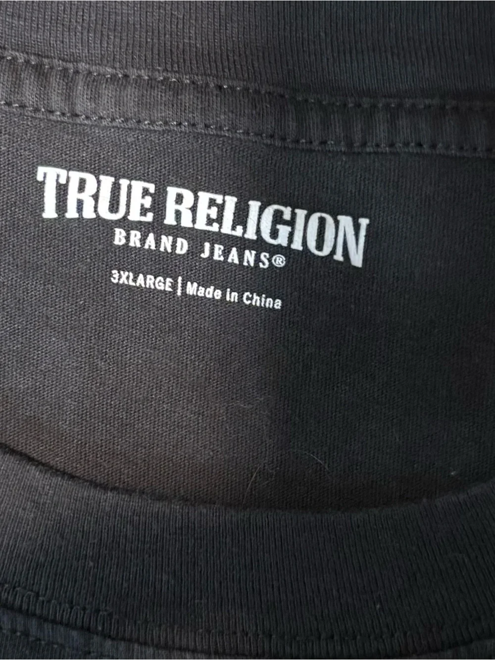 True Religion Black Short Sleeve Graphic Logo Tee with Cream and Yellow Accents